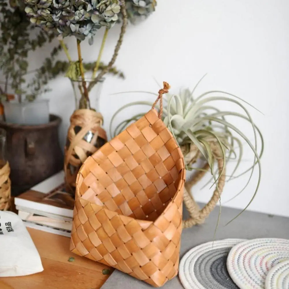 Natural Cedar Sheet Woven Hanging Basket